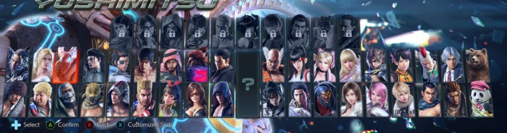 Character Selection screen showcasing characters locked behind a paywall